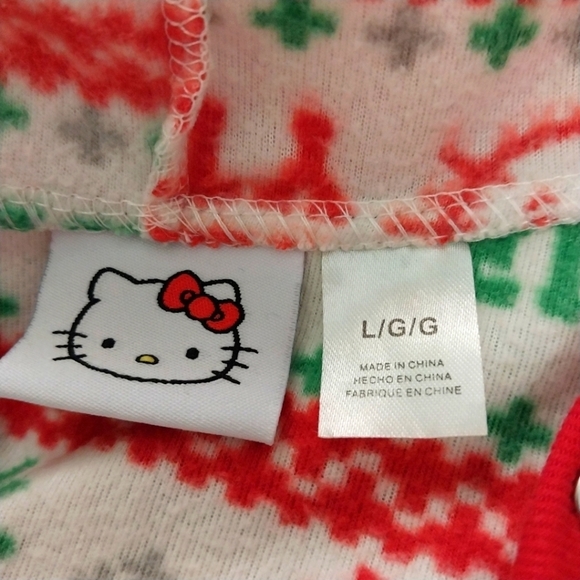 Hello Kitty Onesie Hoodie One Piece Holiday Christmas Pajamas Sz L - Picture 8 of 8